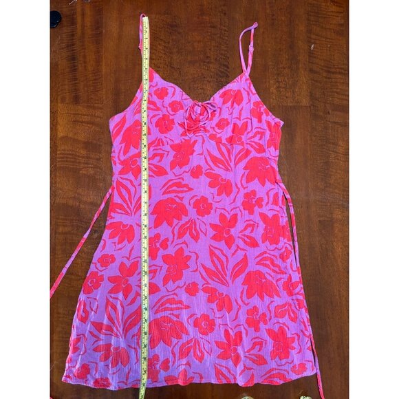 Billabong Hibiscus Red and Purple Floral Beach Cover Up Dress - Picture 6 of 6
